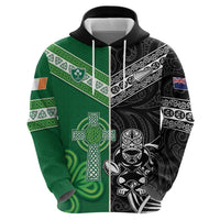 New Zealand And Ireland Rugby Custom Hoodie Maori Tiki With Shamrock
