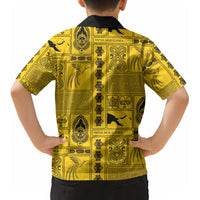Papua New Guinea Heritage Motif Kid Hawaiian Shirt Yellow Version LT05 - Polynesian Pride