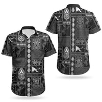 Papua New Guinea Heritage Motif Couples Matching Mermaid Dress and Hawaiian Shirt Black Version LT05 - Polynesian Pride