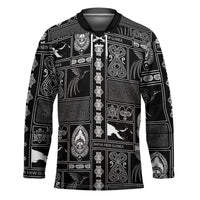 Papua New Guinea Heritage Motif Hockey Jersey Black Version LT05 Unisex Black - Polynesian Pride