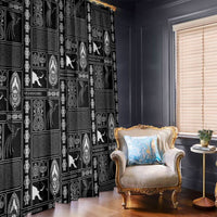 Papua New Guinea Heritage Motif Window Curtain Black Version LT05 - Polynesian Pride