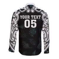 Custom New Zealand Fern Women Rugby Long Sleeve Button Shirt Maori Pattern