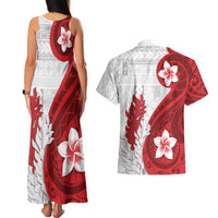 Samoa Teuila 2024 Couples Matching Tank Maxi Dress and Hawaiian Shirt Samoan Siapo Pattern Red Version
