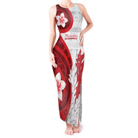 Samoa Teuila 2024 Tank Maxi Dress Samoan Siapo Pattern Red Version