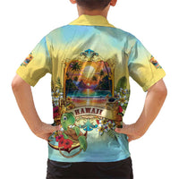Aloha Hawaii Turtle Family Matching Short Sleeve Bodycon Dress and Hawaiian Shirt Retro Style - Polynesian Pride