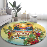 Aloha Hawaii Turtle Round Carpet Retro Style - Polynesian Pride