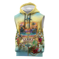 Aloha Hawaii Turtle Sleeveless Zip Hoodie Retro Style - Polynesian Pride