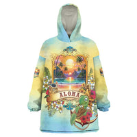 Aloha Hawaii Turtle Wearable Blanket Hoodie Retro Style - Polynesian Pride