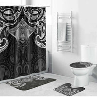 New Zealand Aotearoa Bathroom Set Maori Manta Ray Moko Black - Polynesian Pride