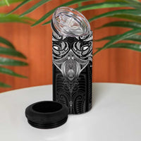 New Zealand Aotearoa 4 in 1 Can Cooler Tumbler Maori Manta Ray Moko Black - Polynesian Pride