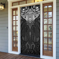 New Zealand Aotearoa Door Cover Maori Manta Ray Moko Black - Polynesian Pride