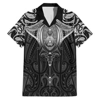 New Zealand Aotearoa Family Matching Mermaid Dress and Hawaiian Shirt Maori Manta Ray Moko Black LT05 Dad's Shirt - Short Sleeve Black - Polynesian Pride