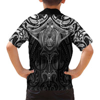 New Zealand Aotearoa Hawaiian Shirt Maori Manta Ray Moko Black - Polynesian Pride
