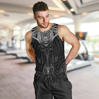 New Zealand Aotearoa Men Tank Top Maori Manta Ray Moko Black LT05 Black - Polynesian Pride