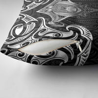 New Zealand Aotearoa Pillow Cover Maori Manta Ray Moko Black - Polynesian Pride