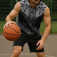 New Zealand Aotearoa Sleeveless Hoodie Maori Manta Ray Moko Black - Polynesian Pride