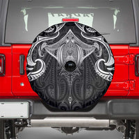 New Zealand Aotearoa Spare Tire Cover Maori Manta Ray Moko Black - Polynesian Pride