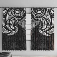 New Zealand Aotearoa Window Curtain Maori Manta Ray Moko Black - Polynesian Pride