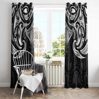New Zealand Aotearoa Window Curtain Maori Manta Ray Moko Black - Polynesian Pride