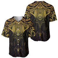 New Zealand Aotearoa Baseball Jersey Maori Manta Ray Moko Gold LT05 - Polynesian Pride