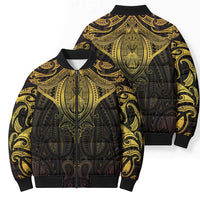 New Zealand Aotearoa Bomber Puffer Jacket Maori Manta Ray Moko Gold - Polynesian Pride