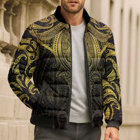 New Zealand Aotearoa Bomber Puffer Jacket Maori Manta Ray Moko Gold - Polynesian Pride