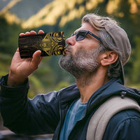 New Zealand Aotearoa 4 in 1 Can Cooler Tumbler Maori Manta Ray Moko Gold - Polynesian Pride