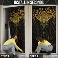 New Zealand Aotearoa Door Cover Maori Manta Ray Moko Gold - Polynesian Pride