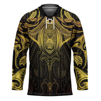 New Zealand Aotearoa Hockey Jersey Maori Manta Ray Moko Gold LT05 Unisex Gold - Polynesian Pride