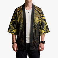New Zealand Aotearoa Kimono Maori Manta Ray Moko Gold - Polynesian Pride
