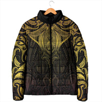 New Zealand Aotearoa Padded Jacket Maori Manta Ray Moko Gold - Polynesian Pride