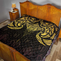 New Zealand Aotearoa Quilt Maori Manta Ray Moko Gold - Polynesian Pride