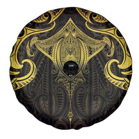 New Zealand Aotearoa Spare Tire Cover Maori Manta Ray Moko Gold - Polynesian Pride