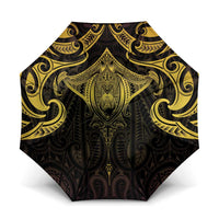 New Zealand Aotearoa Umbrella Maori Manta Ray Moko Gold - Polynesian Pride