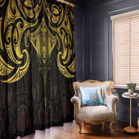 New Zealand Aotearoa Window Curtain Maori Manta Ray Moko Gold - Polynesian Pride