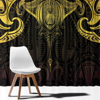 New Zealand Aotearoa Window Curtain Maori Manta Ray Moko Gold - Polynesian Pride