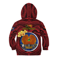 Papua New Guinea Gulf Province Kid Hoodie Mix Coat Of Arms Polynesian Pattern LT05 - Polynesian Pride