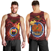 Papua New Guinea Gulf Province Men Tank Top Mix Coat Of Arms Polynesian Pattern LT05 - Polynesian Pride