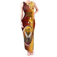 Papua New Guinea Western Province Tank Maxi Dress Mix Coat Of Arms Polynesian Pattern LT05 Women Red - Polynesian Pride