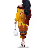 Personalized Papua New Guinea Western Province Family Matching Off Shoulder Long Sleeve Dress and Hawaiian Shirt Mix Coat Of Arms Polynesian Pattern LT05 - Polynesian Pride