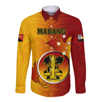 Papua New Guinea Madang Province Long Sleeve Button Shirt Mix Coat Of Arms Polynesian Pattern LT05 Unisex Yellow - Polynesian Pride