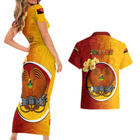 Personalized Papua New Guinea Madang Province Couples Matching Short Sleeve Bodycon Dress and Hawaiian Shirt Mix Coat Of Arms Polynesian Pattern LT05 - Polynesian Pride