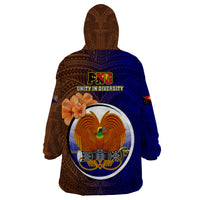 Papua New Guinea Manus Province Wearable Blanket Hoodie Mix Coat Of Arms Polynesian Pattern LT05 - Polynesian Pride