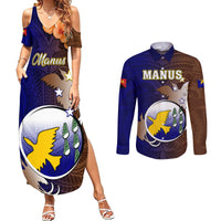 Personalized Papua New Guinea Manus Province Couples Matching Summer Maxi Dress and Long Sleeve Button Shirts Mix Coat Of Arms Polynesian Pattern LT05 Brown - Polynesian Pride