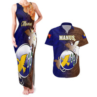 Personalized Papua New Guinea Manus Province Couples Matching Tank Maxi Dress and Hawaiian Shirt Mix Coat Of Arms Polynesian Pattern LT05 Brown - Polynesian Pride