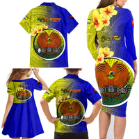 Personalized Papua New Guinea Morobe Province Family Matching Long Sleeve Bodycon Dress and Hawaiian Shirt Mix Coat Of Arms Polynesian Pattern LT05 - Polynesian Pride