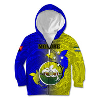 Personalized Papua New Guinea Morobe Province Kid Hoodie Mix Coat Of Arms Polynesian Pattern LT05 Zip Hoodie Yellow - Polynesian Pride