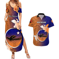 Papua New Guinea New Ireland Province Couples Matching Summer Maxi Dress and Hawaiian Shirt Mix Coat Of Arms Polynesian Pattern LT05 Blue - Polynesian Pride