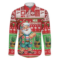 Mele Kalikimaka Hawaii Christmas Family Matching Mermaid Dress and Hawaiian Shirt Funny Santa 67 Gen Alpha Slang LT05 Dad's Shirt - Long Sleeve Red - Polynesian Pride