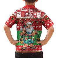 Mele Kalikimaka Hawaii Christmas Family Matching Off Shoulder Maxi Dress and Hawaiian Shirt Funny Santa 67 Gen Alpha Slang LT05 - Polynesian Pride